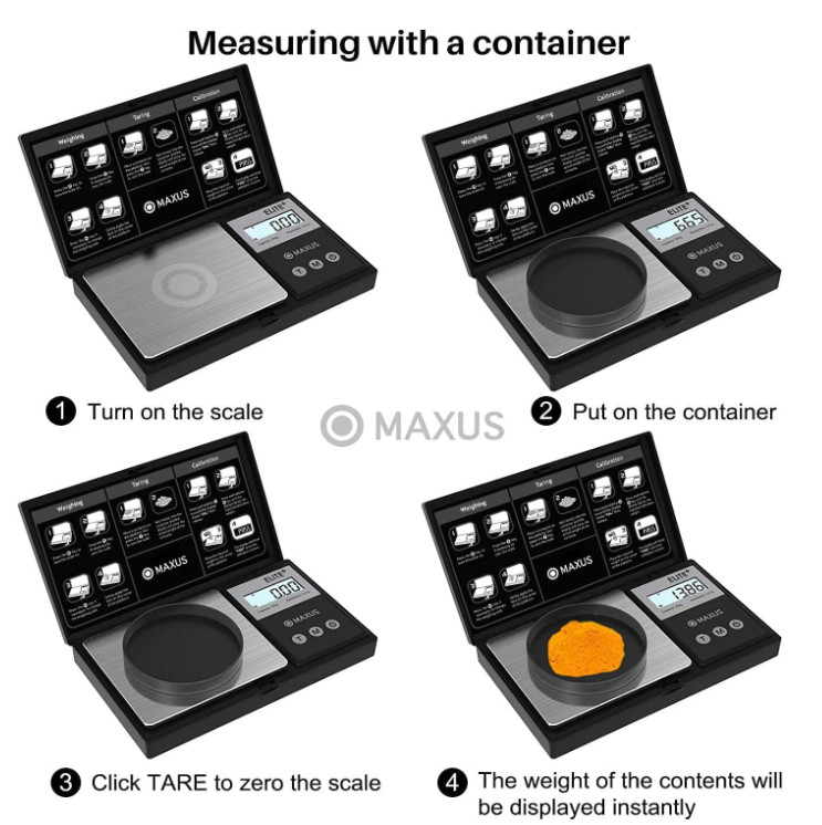 MAXUS Pocket Gram Scale 500g x 0.01g with Tray & Tare Function