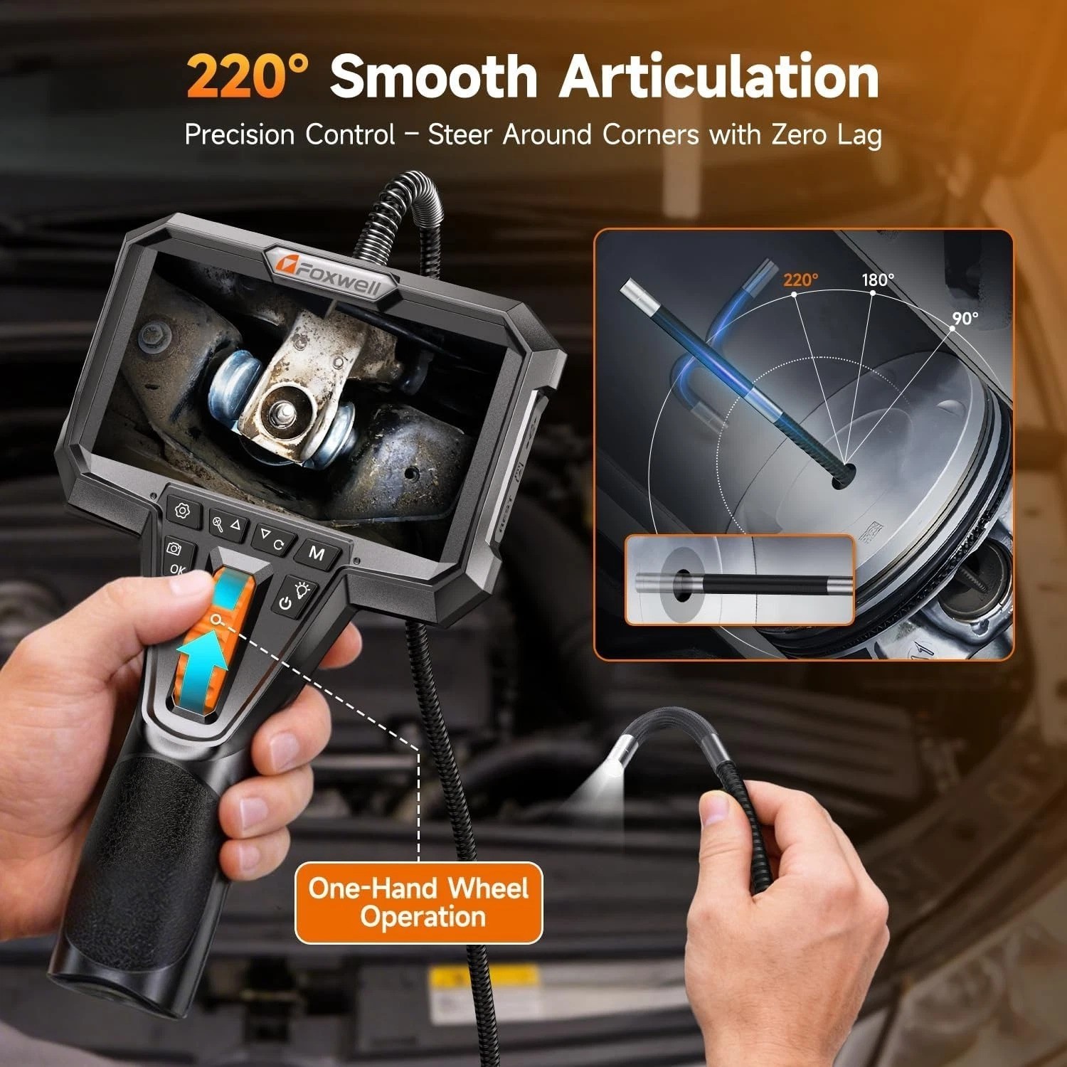 Versatile Y400 Borescope: 220° Articulation, Ultra-Slim Probe & 5-7 Hour Battery