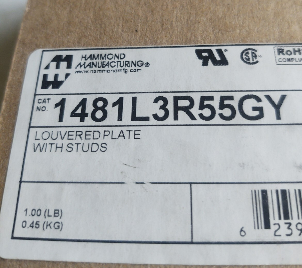Hammond 1481L3R55GY Louvered Plate with Studs