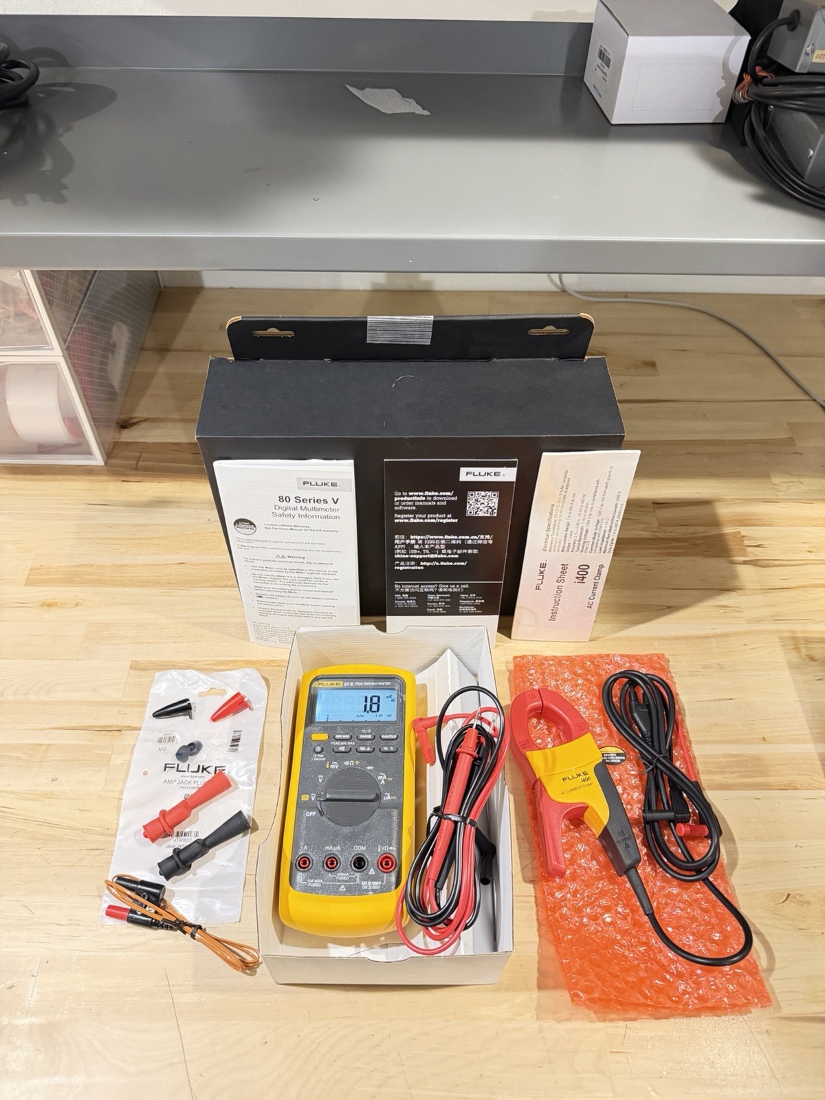 FLUKE 87V/IMSK INDUSTRIAL MULTIMETER SERVICE KIT W/ i400 AC CURRENT CLAMP