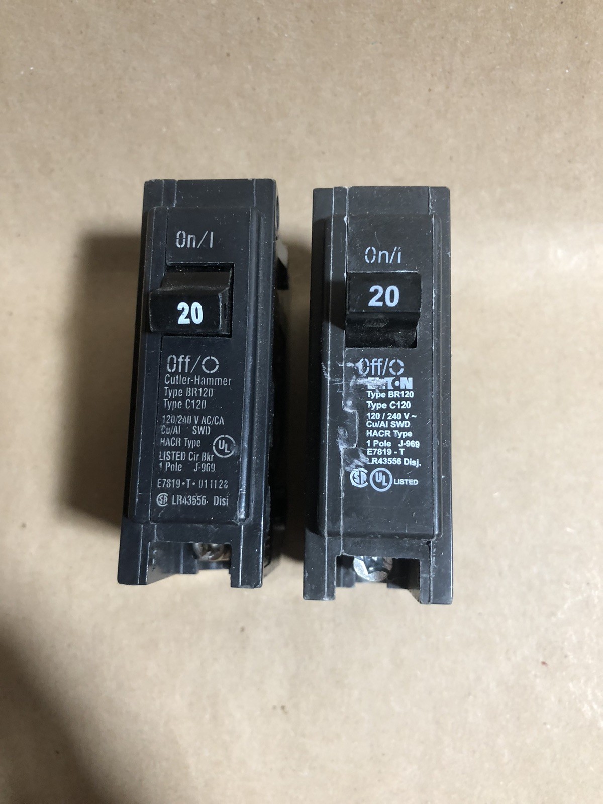 2 Pack Of 1 Pole 120/240 Voltage Common Trip Circuit Breakers