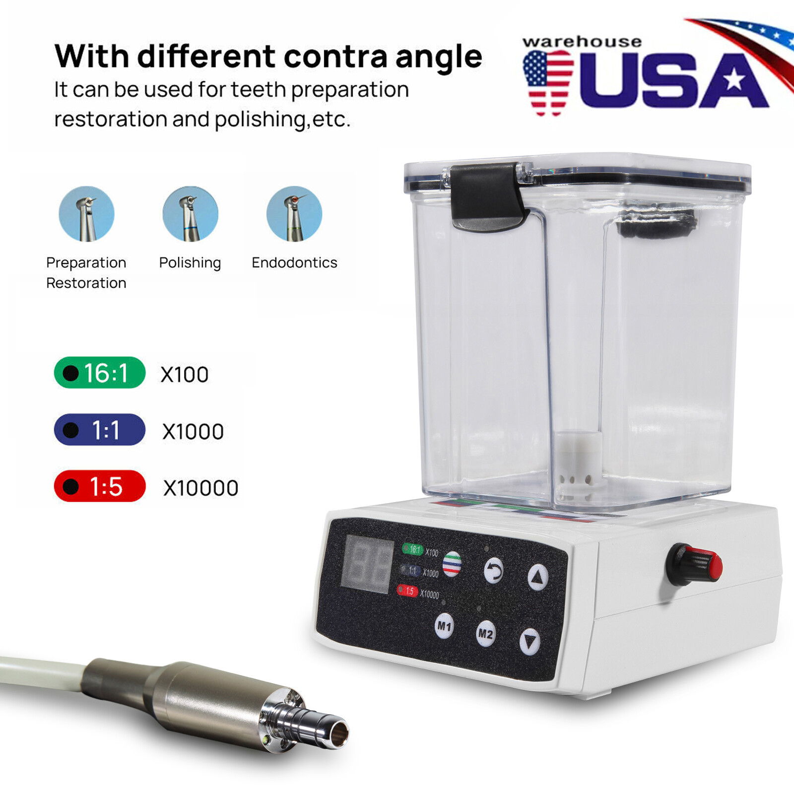 Dental Electric Motor 1:5 High Speed Handpiece Contra Angle