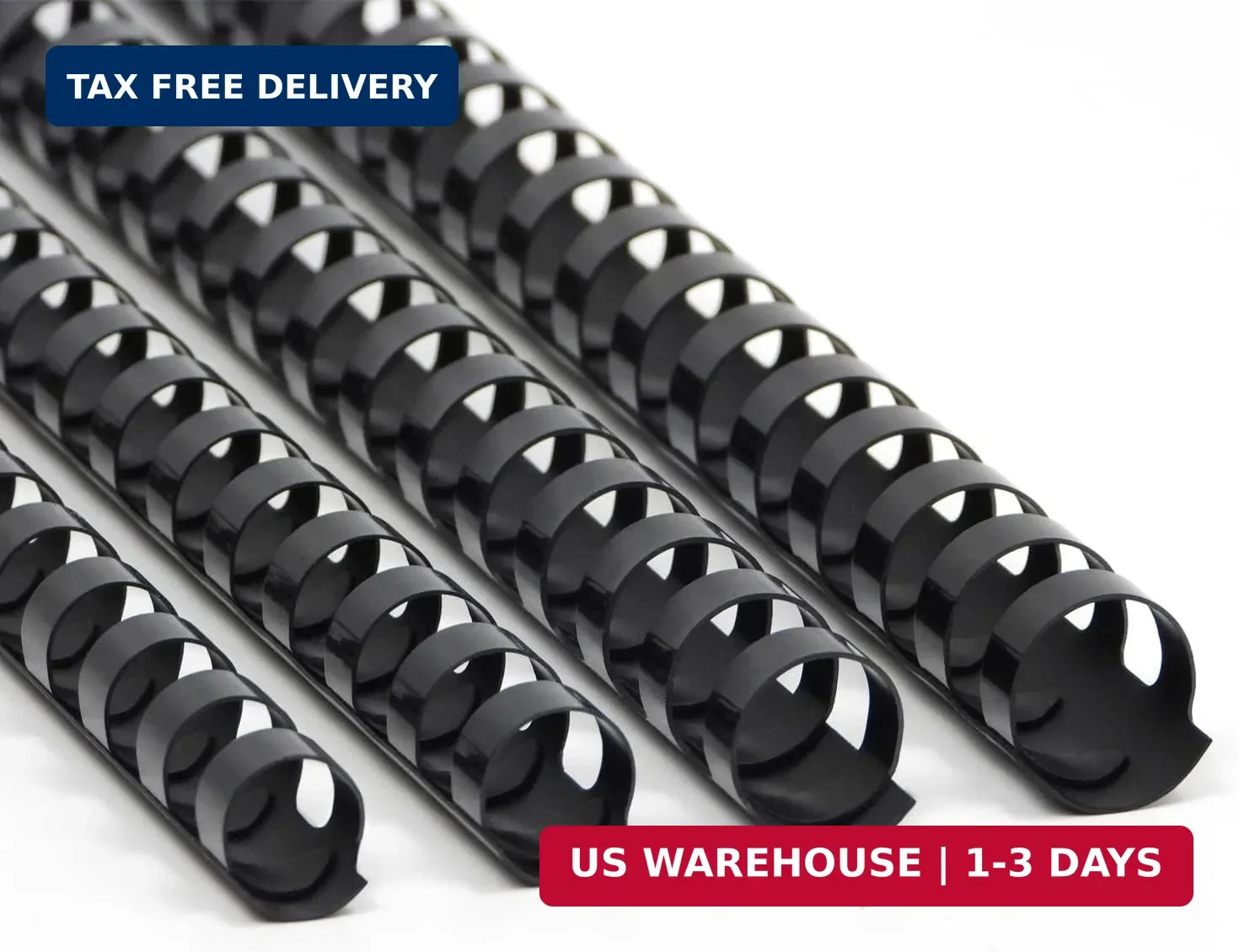 Rayson CR16202225BK Plastic Binding Combs 5/8 in. 13/16in, 7/8in, 1in, 19-Ring L