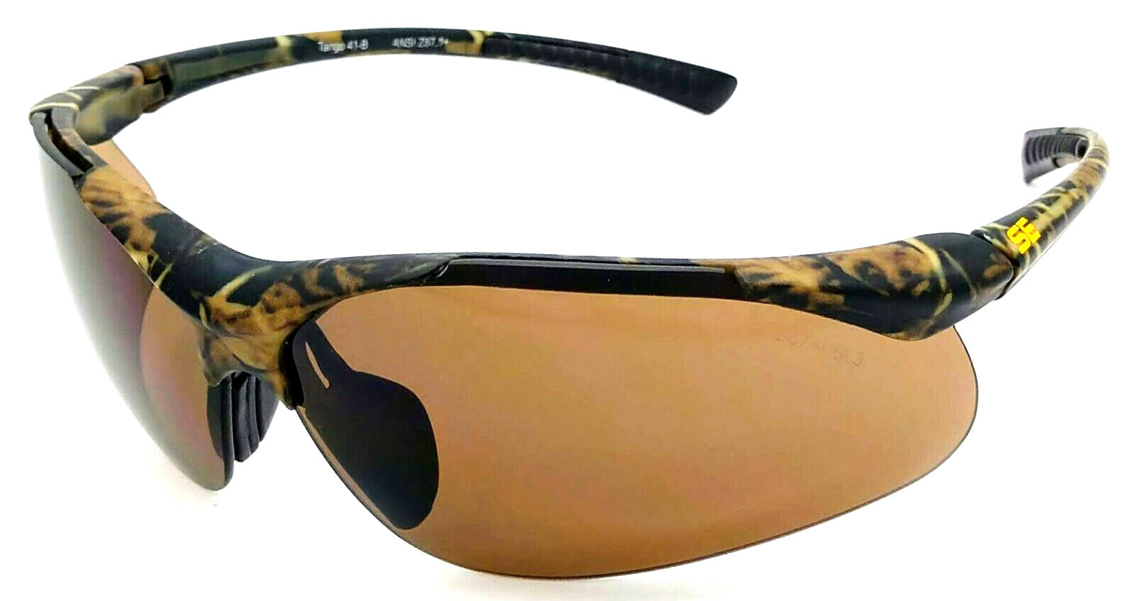 Shooter’s Edge Tango Z87.1 Safety Shooting Glasses matte Camo frame w Brown lens