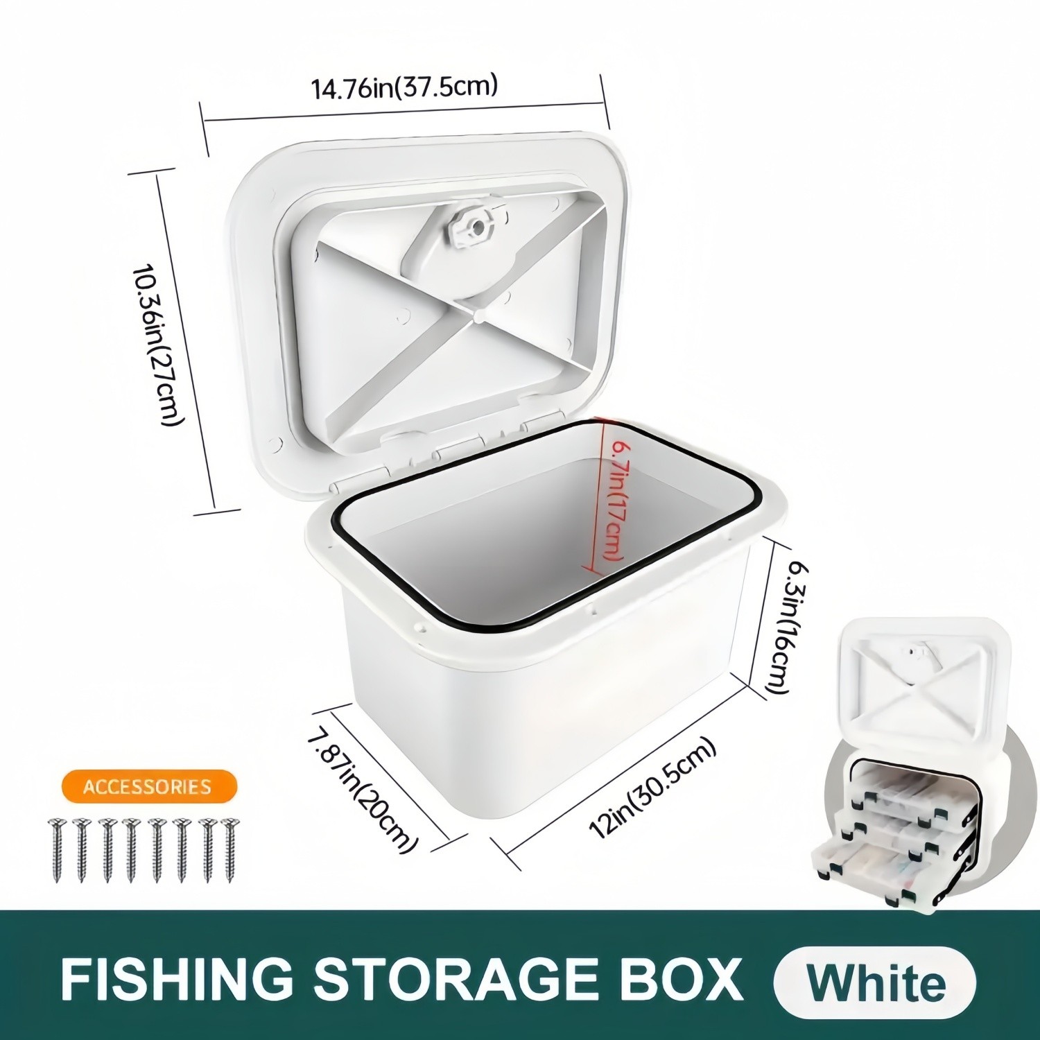 ABS Marine Storage Box with Deck Cover Hatch Lid for Organized Fishing Storage