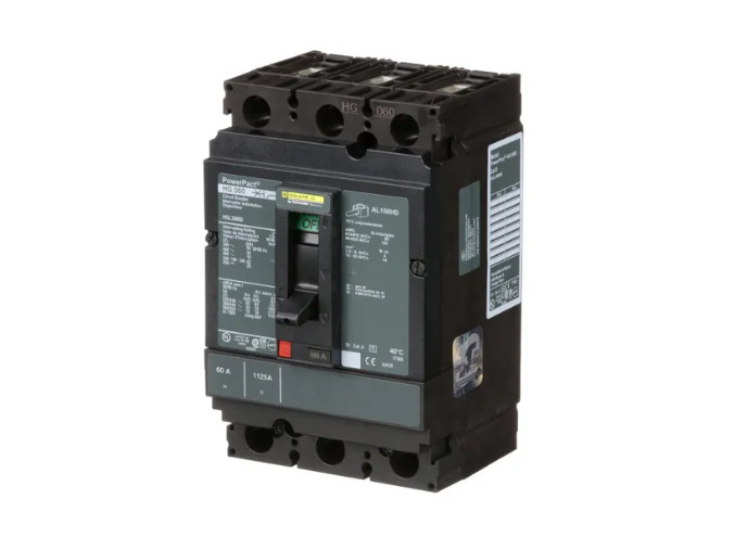 Square D HGL36060 Circuit Breaker – 60A, 3 pole, 600VAC, 18kA – Made in Mexico