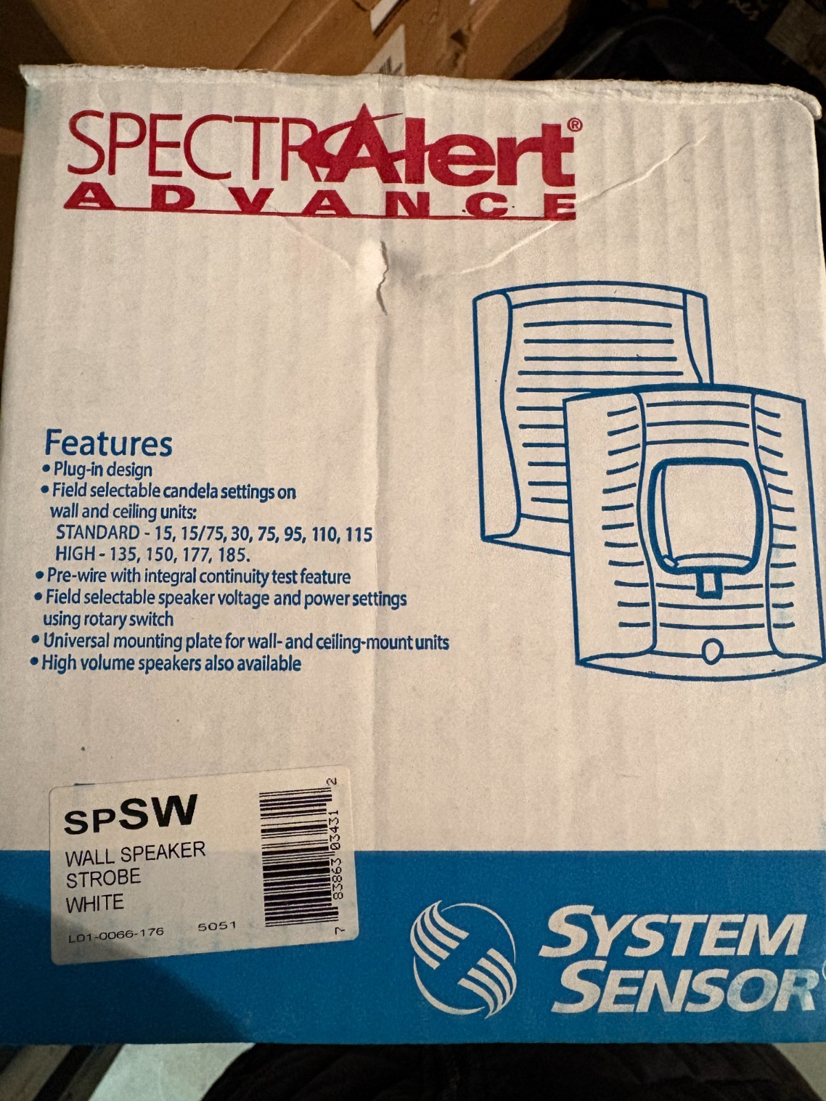System Sensor SPSW Speaker Strobe Wall Mount – White