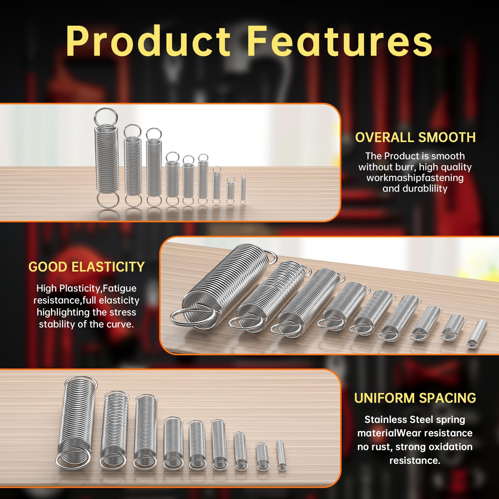 100 Pcs Extension Springs Assortment Kit, 25 Different Sizes, Stainless Steel