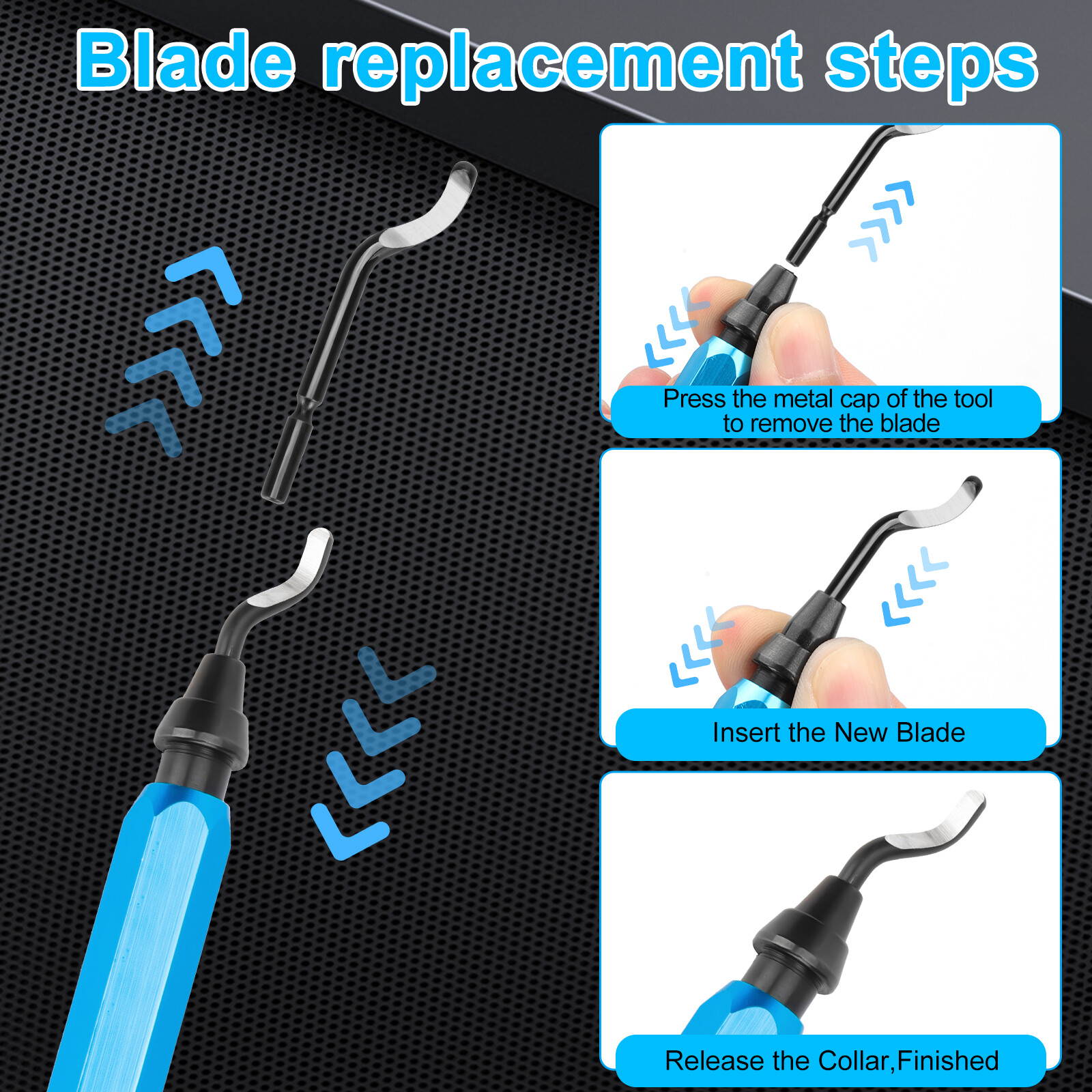 Metal Handle Deburring Tool + 10 BS1010 High Speed Steel Burr Removal Blades Kit