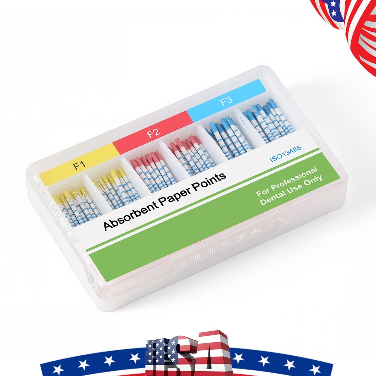 Dental Endodontic Absorbent Paper Points F1.F2.F3 with Scale Taper 100Pcs/Kit