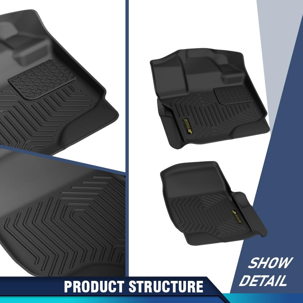 TPE Floor Mats for F150 Supercab 2015-2025 No Factory Carpet All Weather 3Pcs