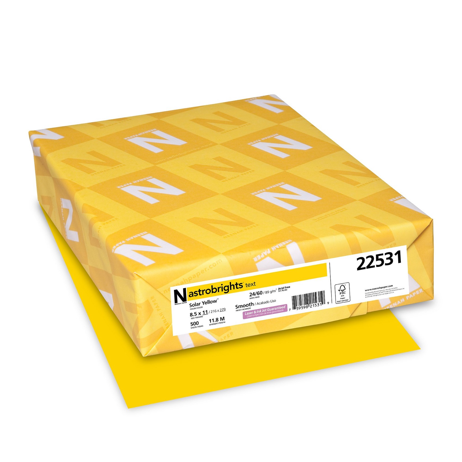 Neenah Wausau Paper 22531 500 Sheets (Pack of 1), Solar Yellow, Yellow