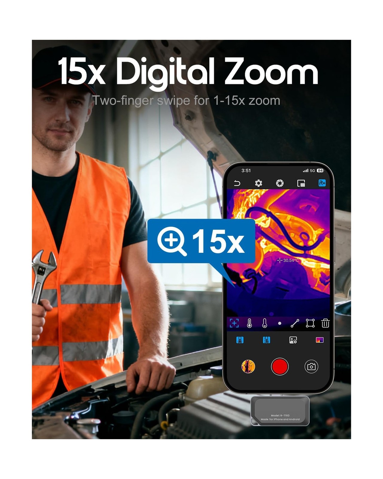 REVASRI Thermal Camera for iPhone and Android, 320×240 Super IR Resolution