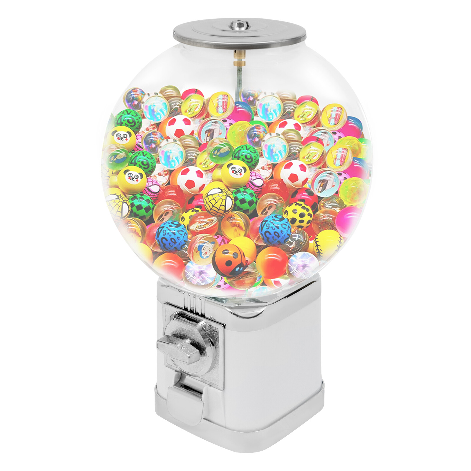 Gumball Dispenser Machine Freestand Bubble Classic Gum Coin Bank Toy Kids W/Keys