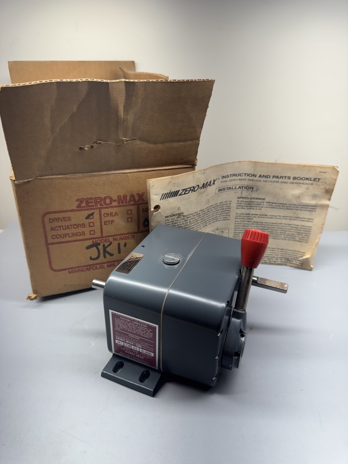 ZERO-MAX JK1-CCW-25-0-400 25 in-lbs Unidirectional Adjustable Speed Drive *NEW*