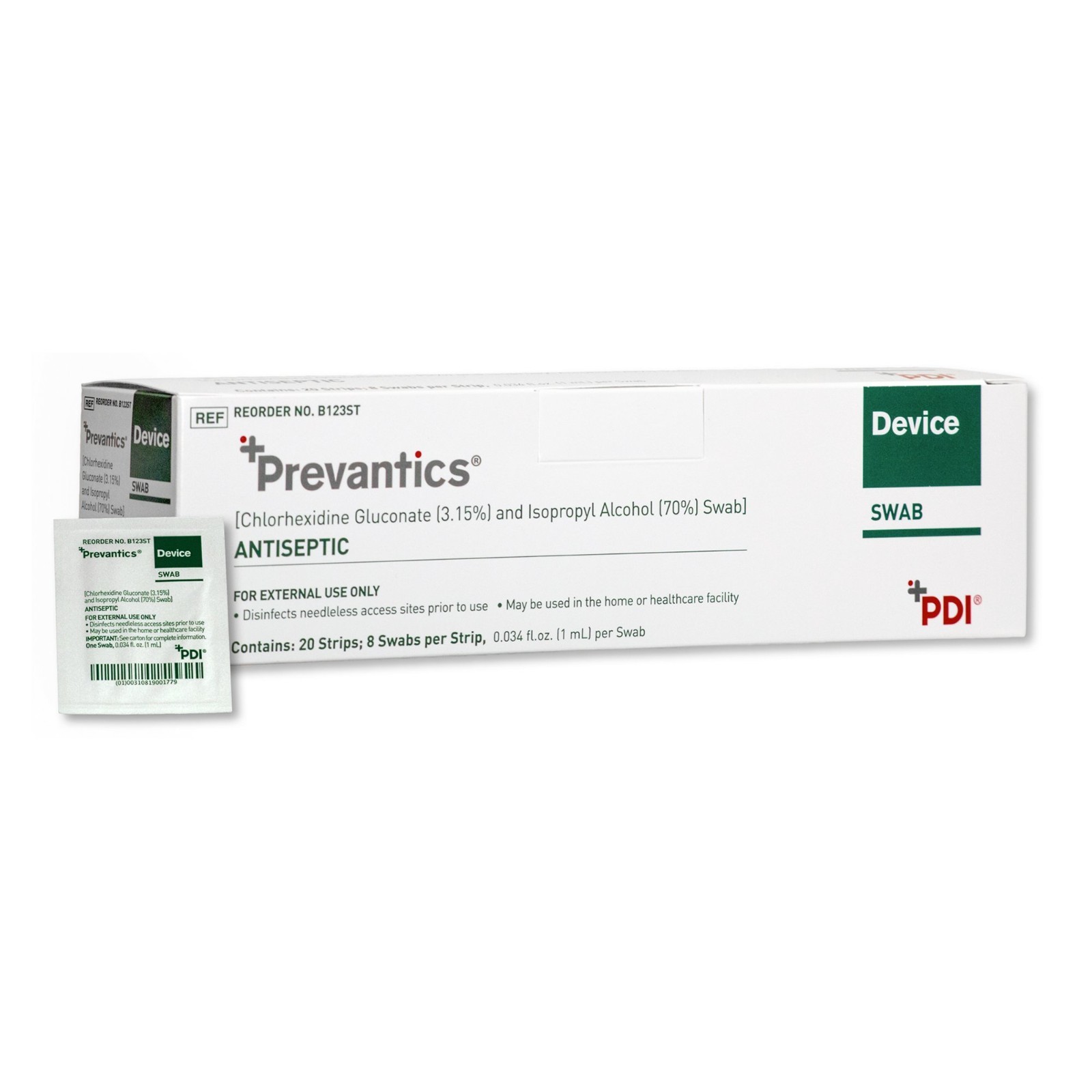 PDI Prevantics Antiseptic Swab (Chlorhexidine Gluconate 3.15%) 8 Swabs/Strip -20