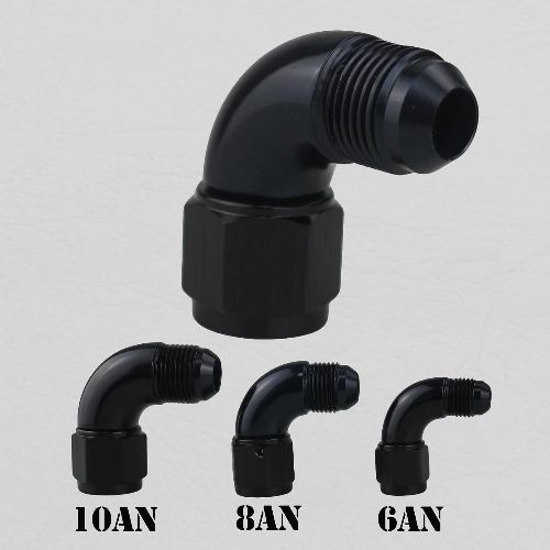 Male to Female Swivel 90 Degree Full Flow Fitting Adapter Coupler Aluminum Black