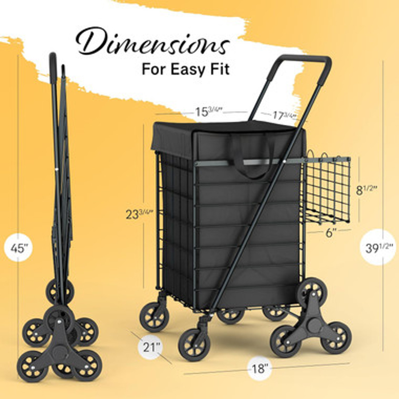 Open Box Folding Shopping Cart with Double Baskets – 200 lbs Heavy Duty Capacity