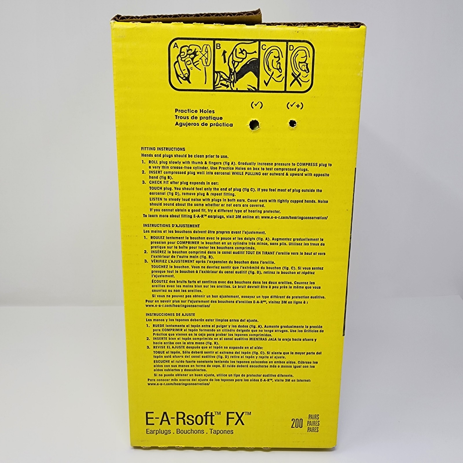 3M E-A-Rsoft FX Earplugs (200 Pairs) Yellow Bell Foam Uncorded 312-1261