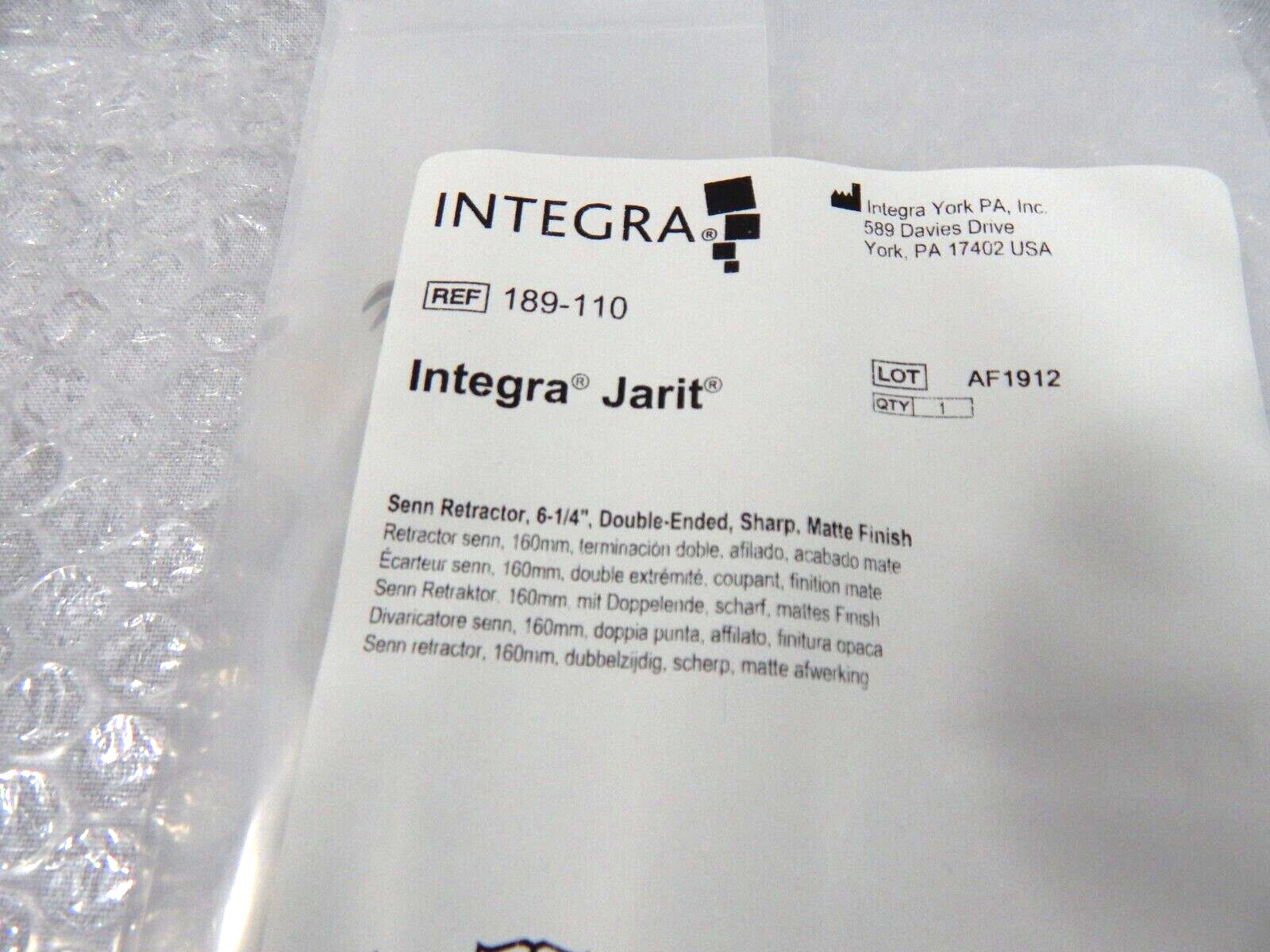 INTEGRA JARIT 189-110 SENN RETRACTOR 6-1/4» DOUBLE-ENDED SHARP 6 1/4″