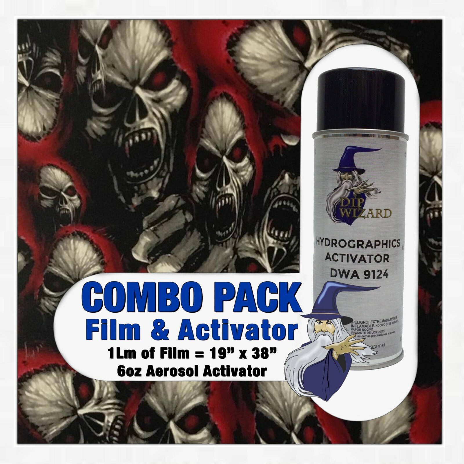 hydrographic film / activator Red Riding Hood Skulls hydro dip dipping wizard