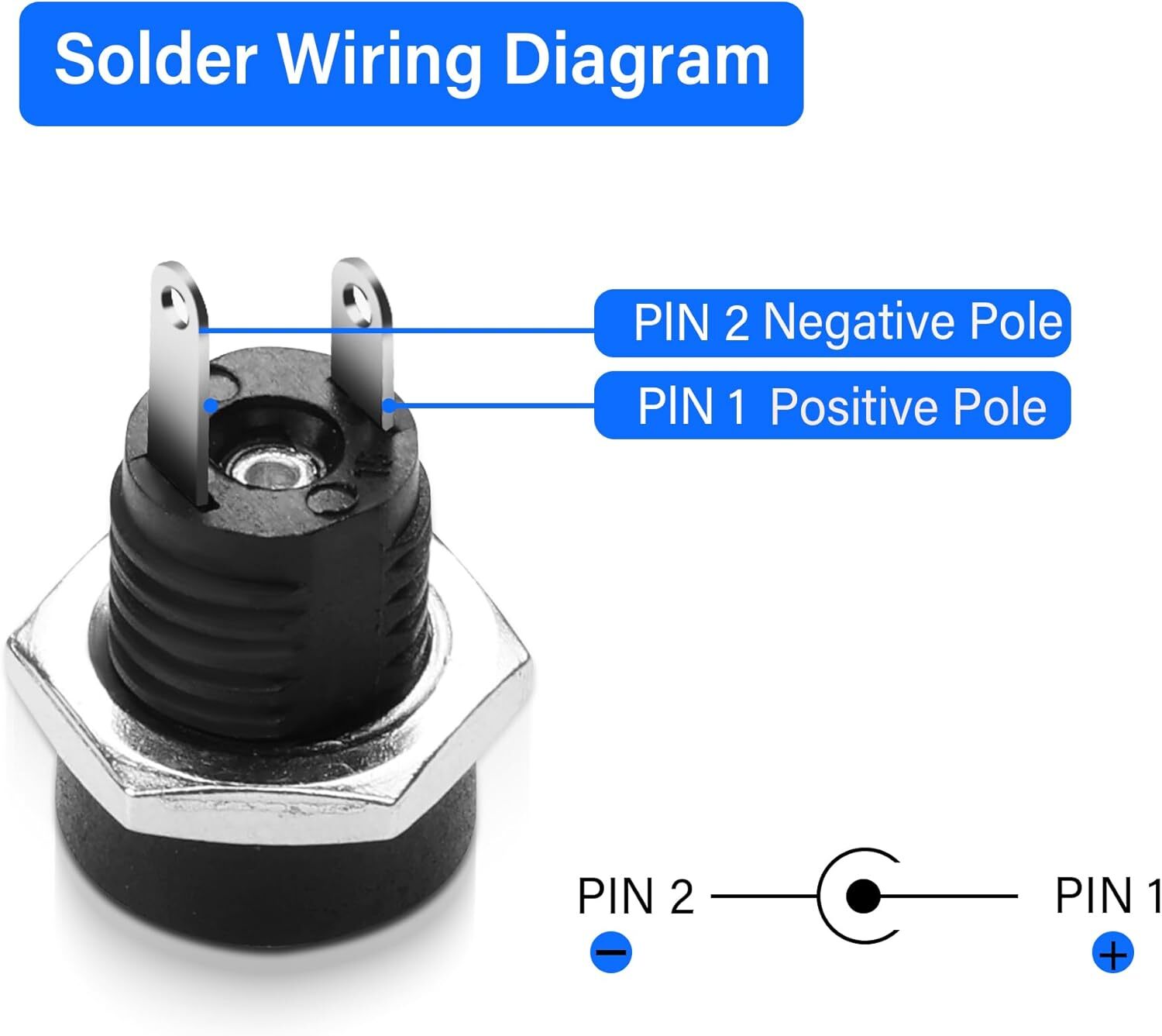 Male Barrel Jack Plug Female Socket Panel Mount DC 12V Power Connectors 20x