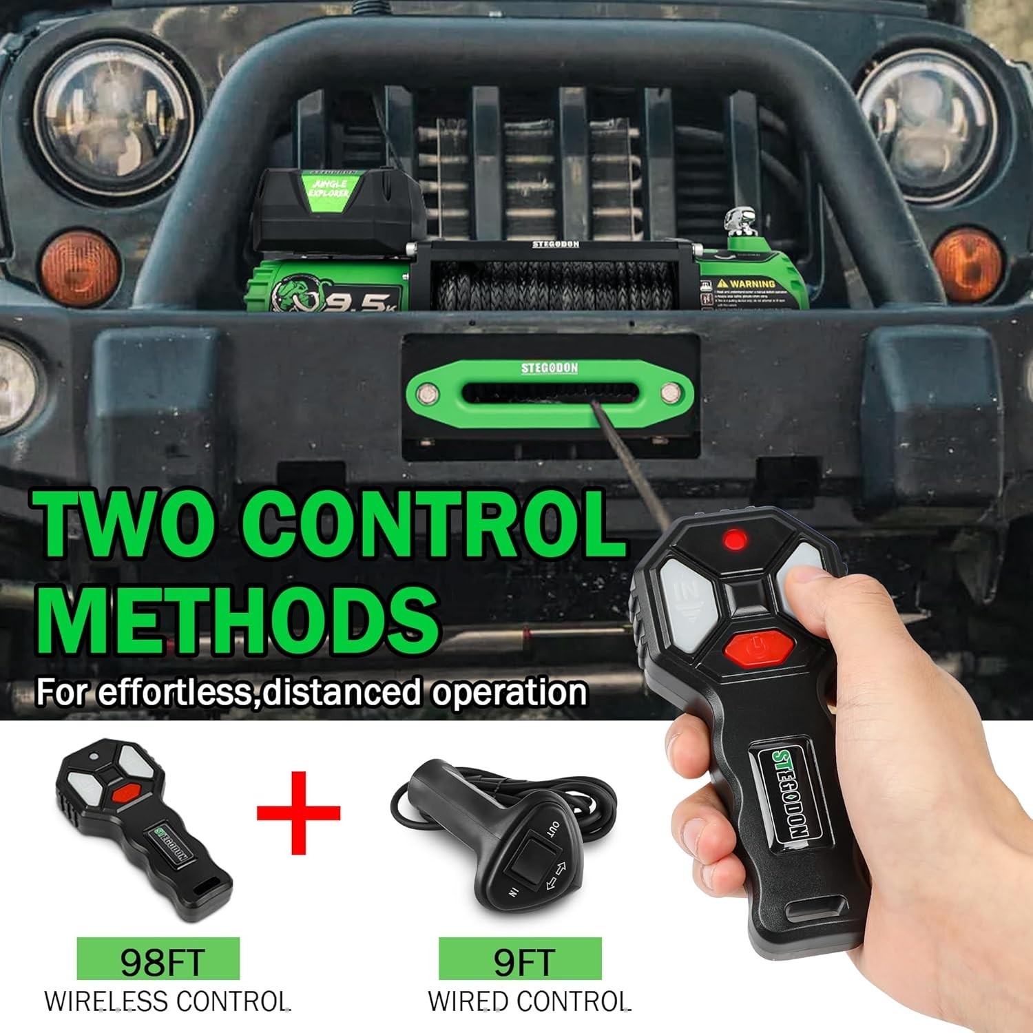 Winch 9500lb Electric Winch 12V Winch with Synthetic Rope Car Trailer Winch w…