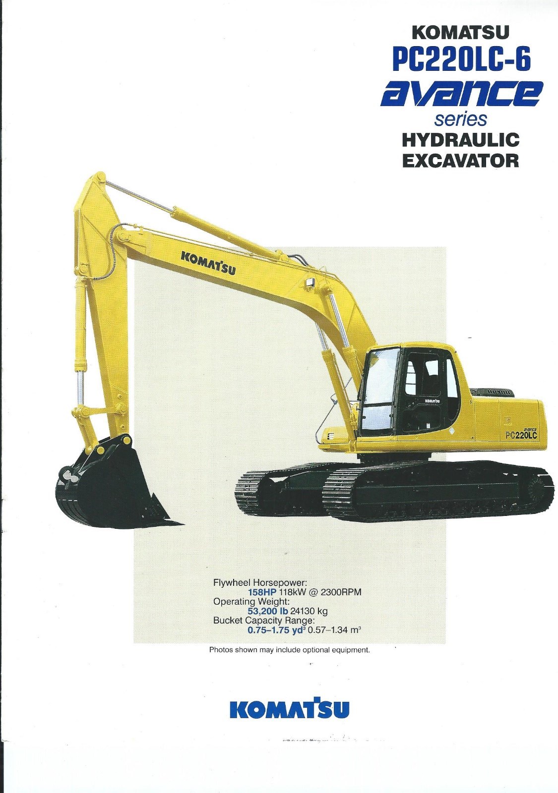 Equipment Brochure – Komatsu – PC220LC-6 Avance – Excavator – c1994 (E4951)