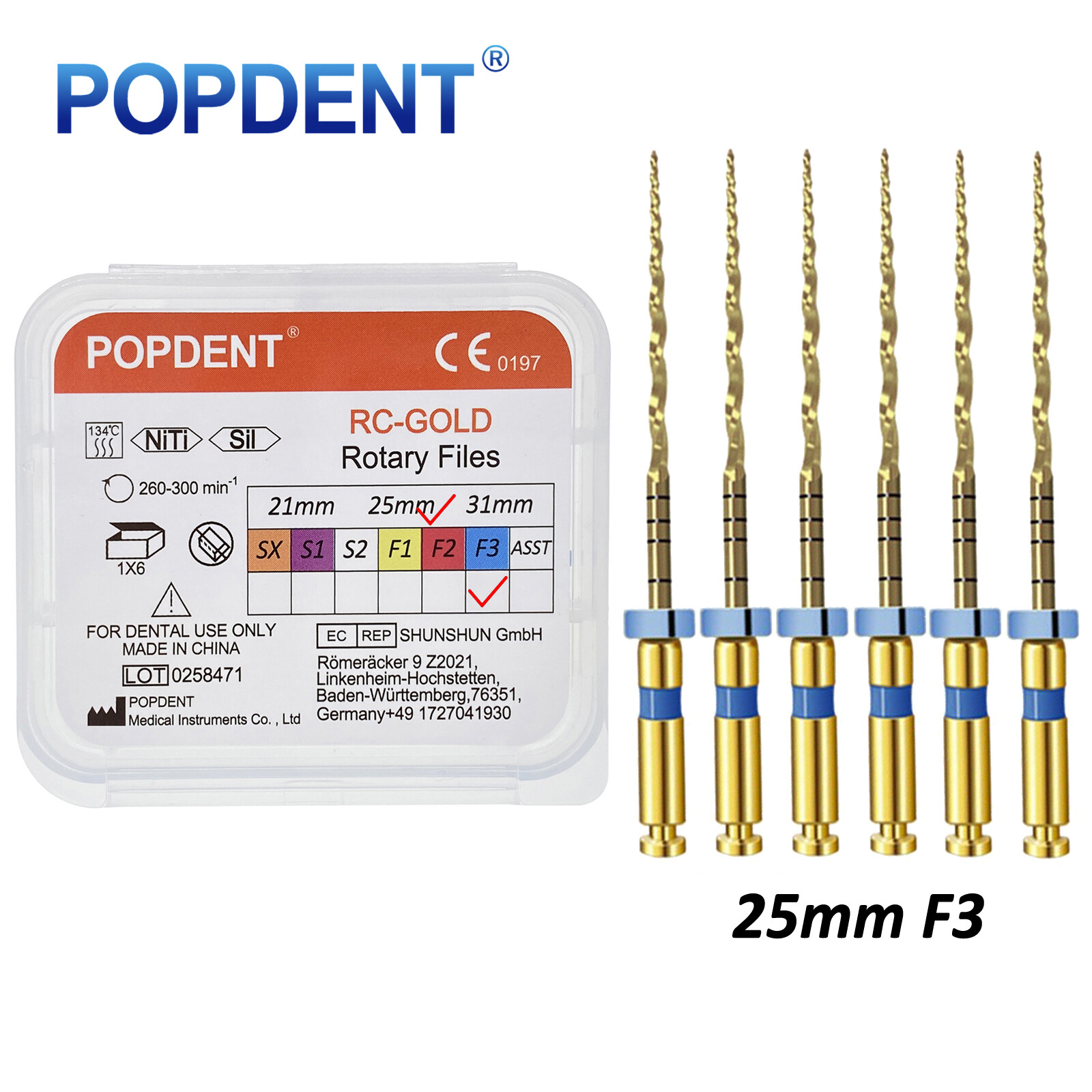 Dental Endodontic Rotary Endo Root Canal File X-Pro Blue /Gold Taper Rotary File