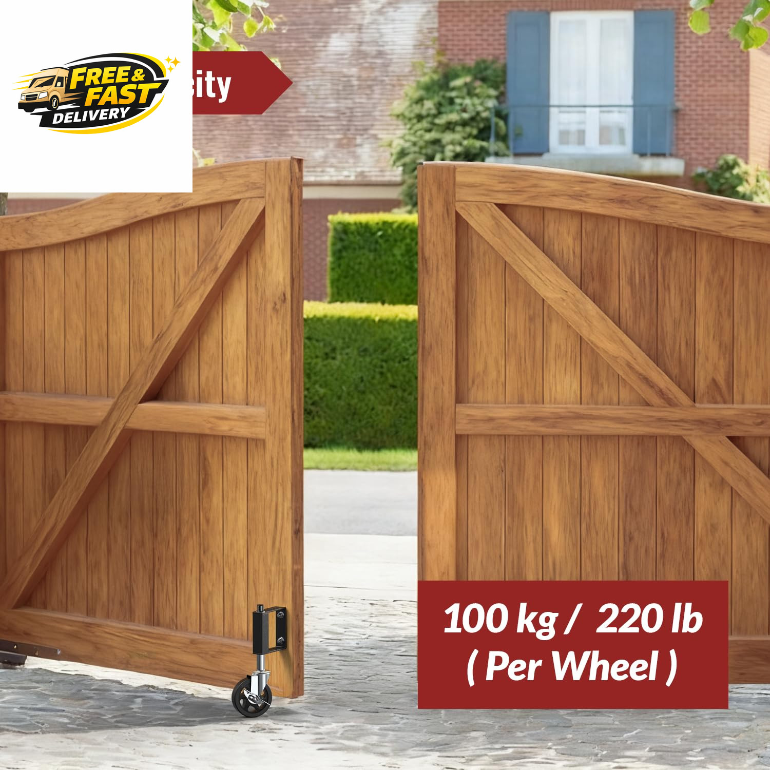 Heavy Duty Gate Caster, Spring Loaded Gate Wheel, Swivel Caster Wheels Wooden
