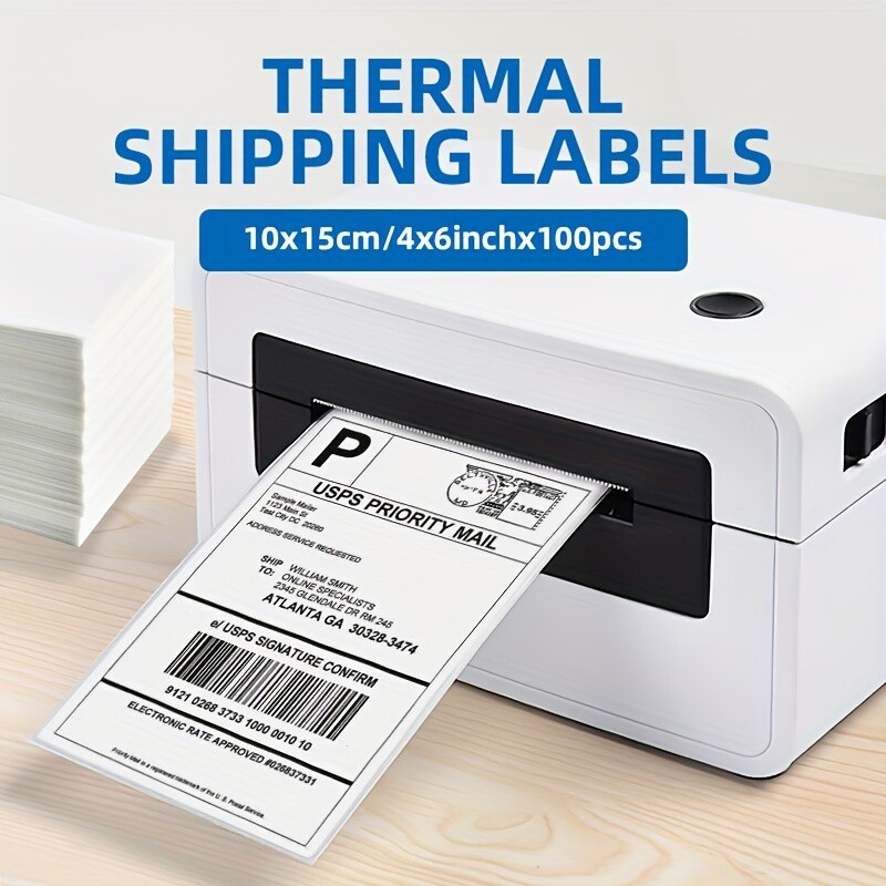 500-4000 Fanfold 4 x 6 Direct Thermal Labels White Perforated Shipping Labels