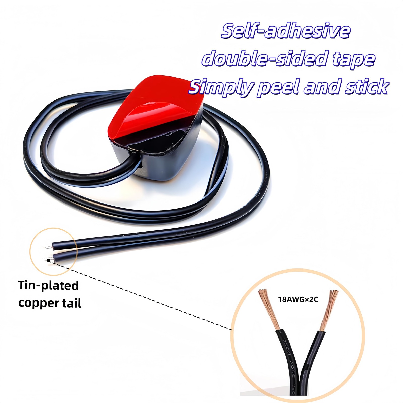 12V SPST Paste Type Car Rocker Switch ON/Off Surface Mount Prewired 2 PCS