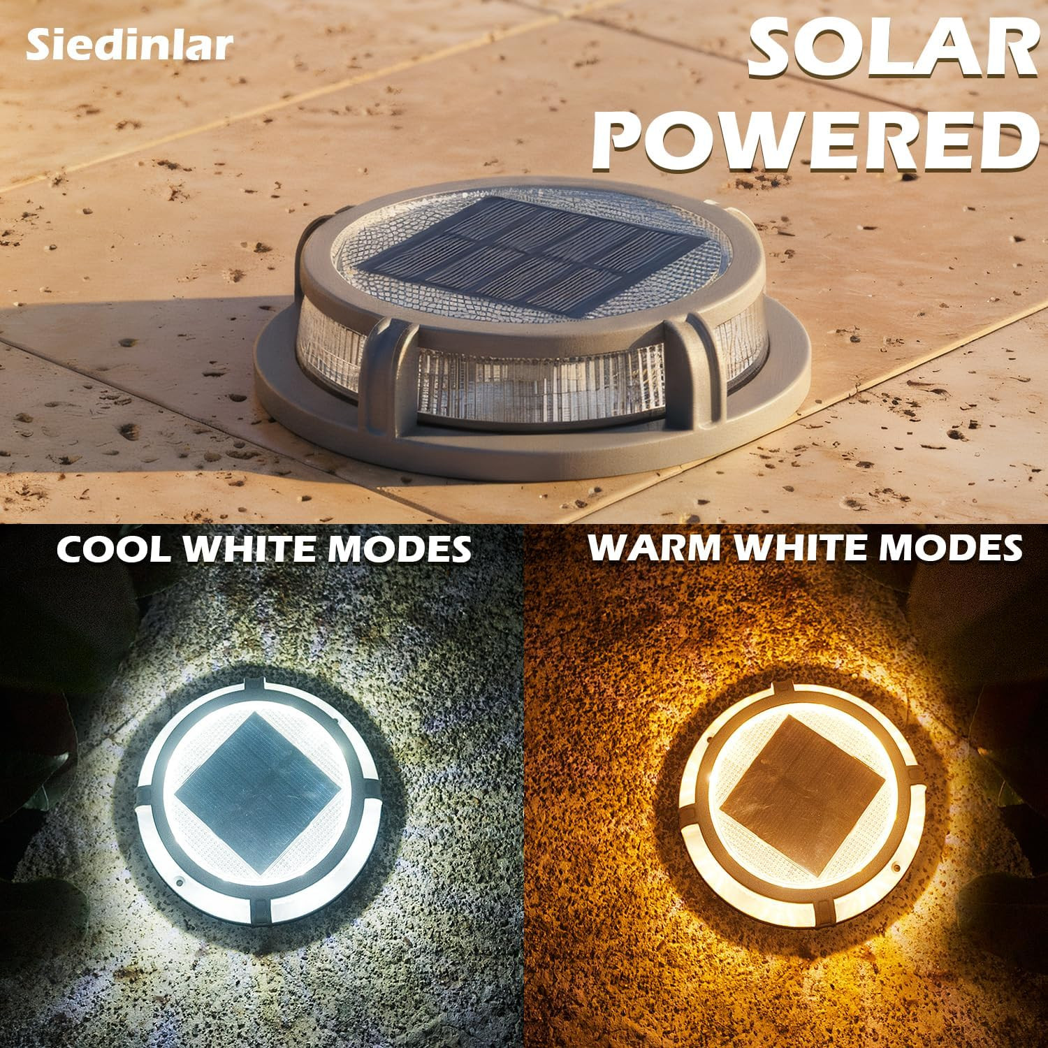 Solar Deck Lights Outdoor 2 Modes 16 Leds Driveway Markers Dock Light Solar Powe