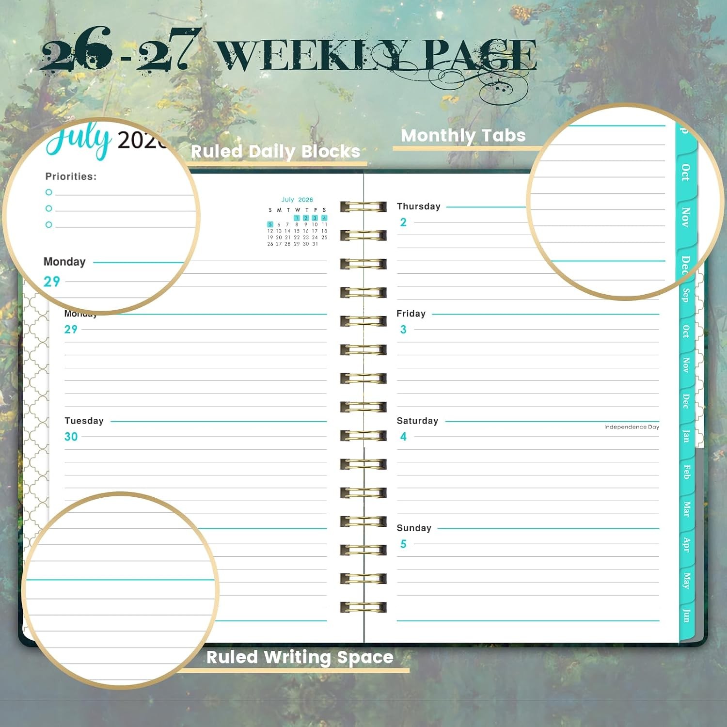 2027 Academic Planner 6×8 2026-2027 Daily Weekly Planner July to June Large Size