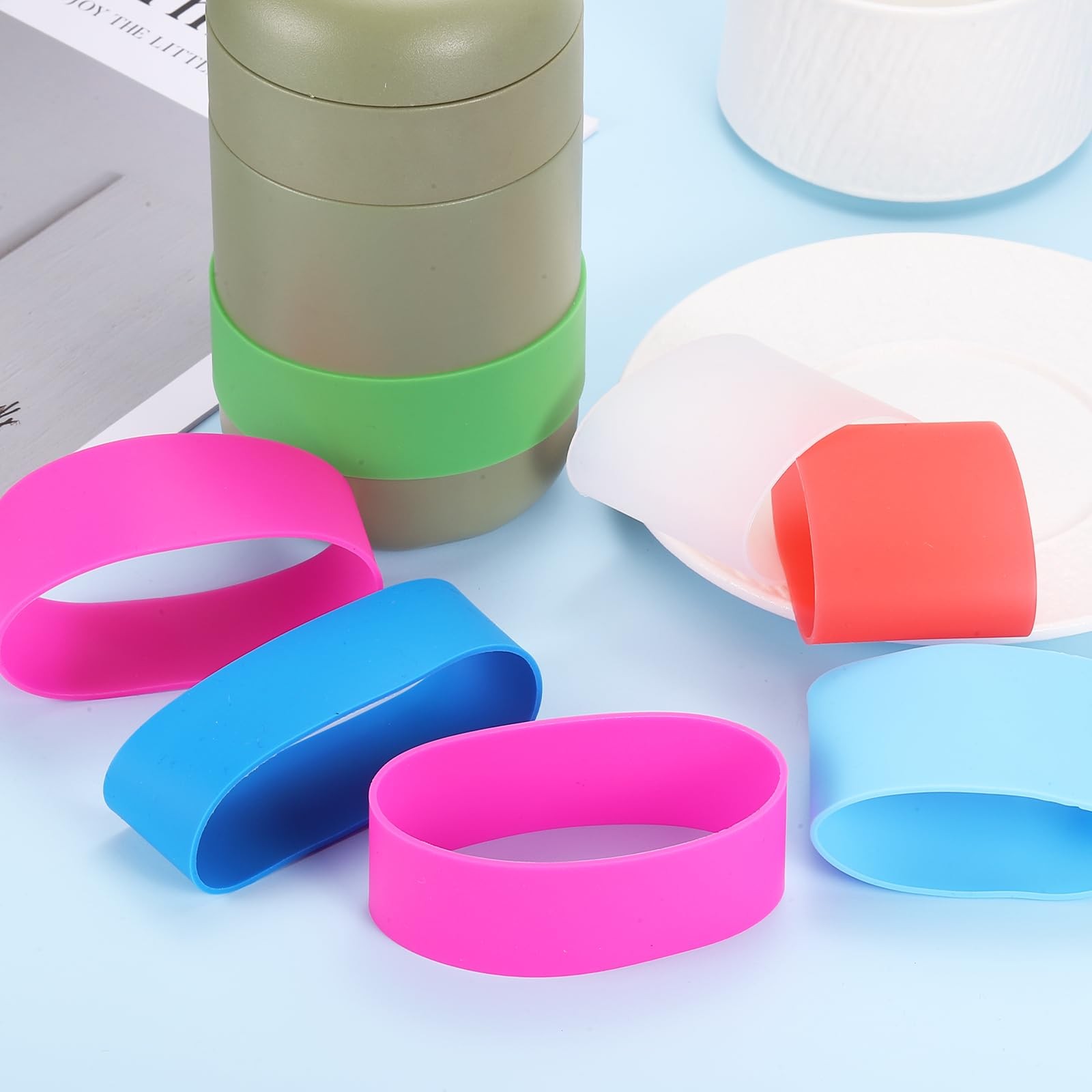 MECCANIXITY 5Pcs Silicone Rubber Bands Non-Slip 3.39 Inch Flat Elastic Yellow