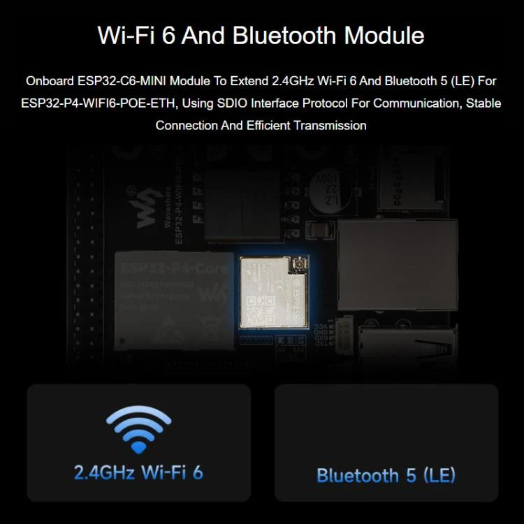 WAVESHARE ESP32-P4-WIFI6-POE-ETH Development Board Supports Power Over Ethernet