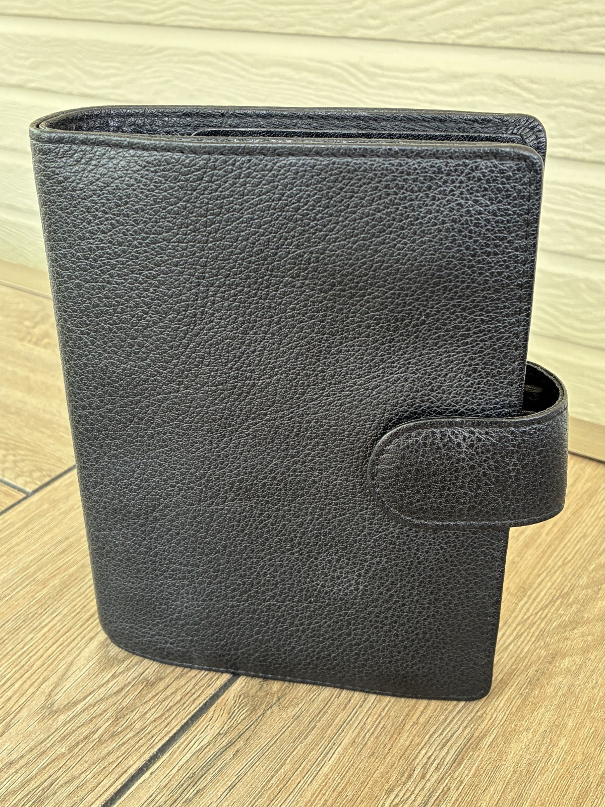VAN DER SPEK Black Planner Cover for FiloFax Personal Size w/Leather Flyleaf