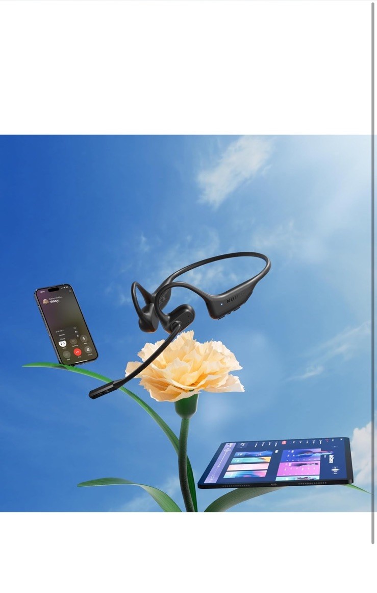 Open Ear Headphones with Mic, Bluetooth Headset with Microphone AI Black NEW!!!