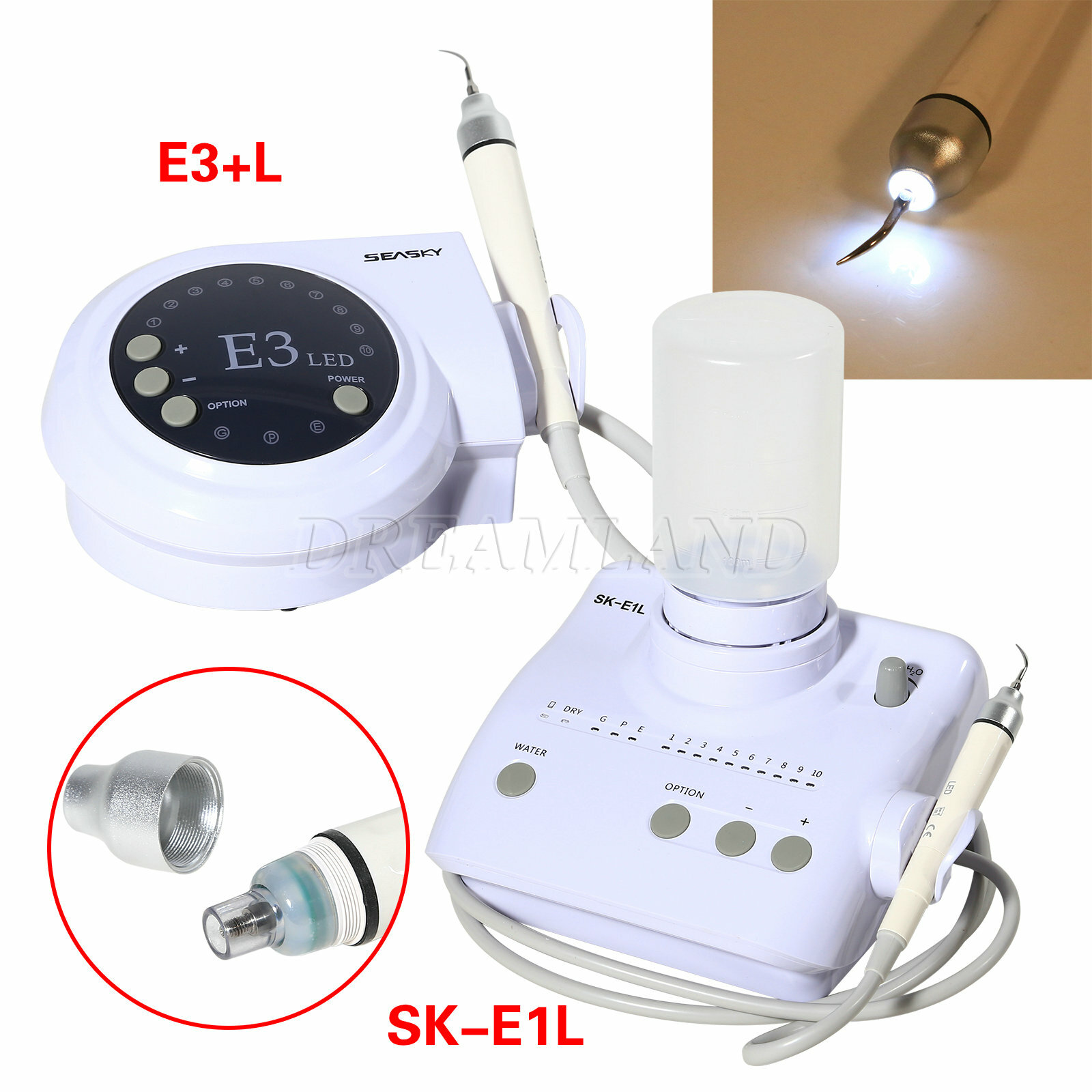 LED Dental Ultrasonic Scaler Handpiece fit SKYSEA EMS Cavitron (2 Bottles)