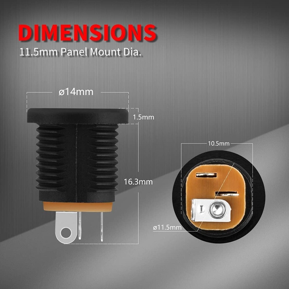 30 Pack Female DC Power Jack 5.5×2.1mm Panel Mount Connector 6V 9V 12V 24V C349