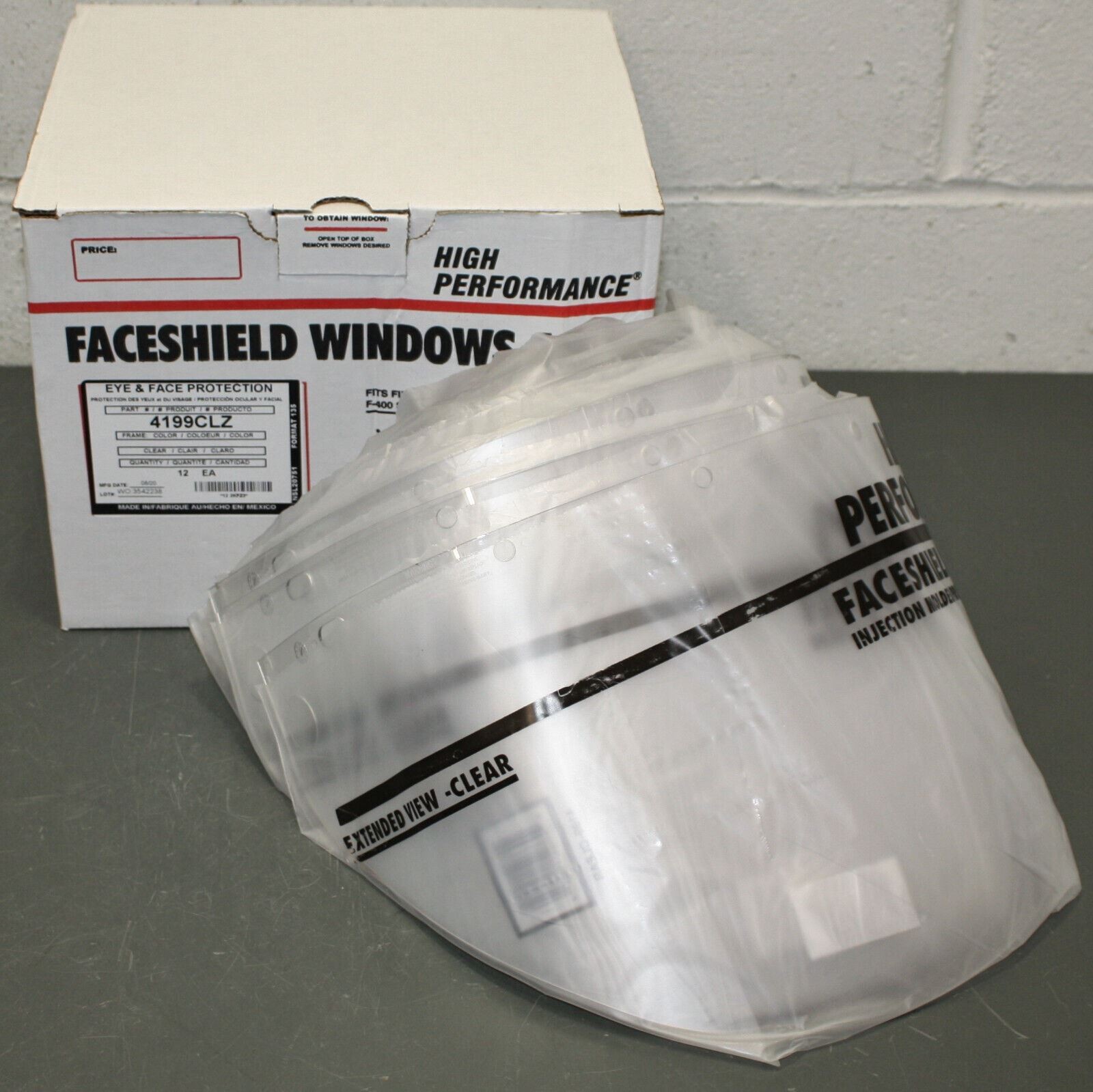 (12) Honeywell Fibre-Metal Faceshield Visor Windows 4199CL, Clear F400 F500 FH66