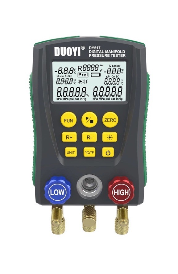 DY517 Refrigeration Digital Manifold Gauge HVAC Vacuum Pressure Temperature Test