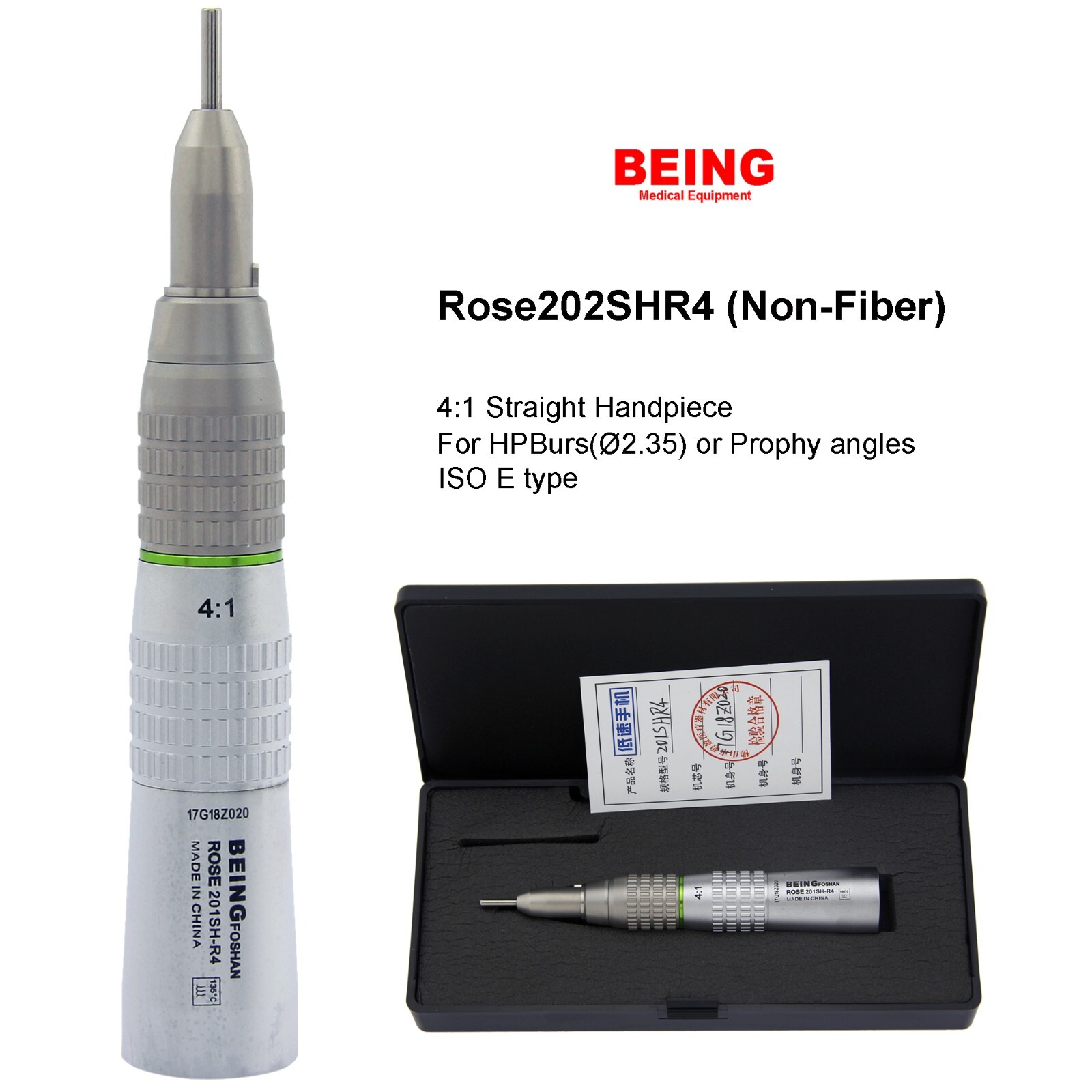 Dental Hygiene Prophy Handpiece Straight Nosecone 1:1 4:1 Low Speed Air Motor 4H