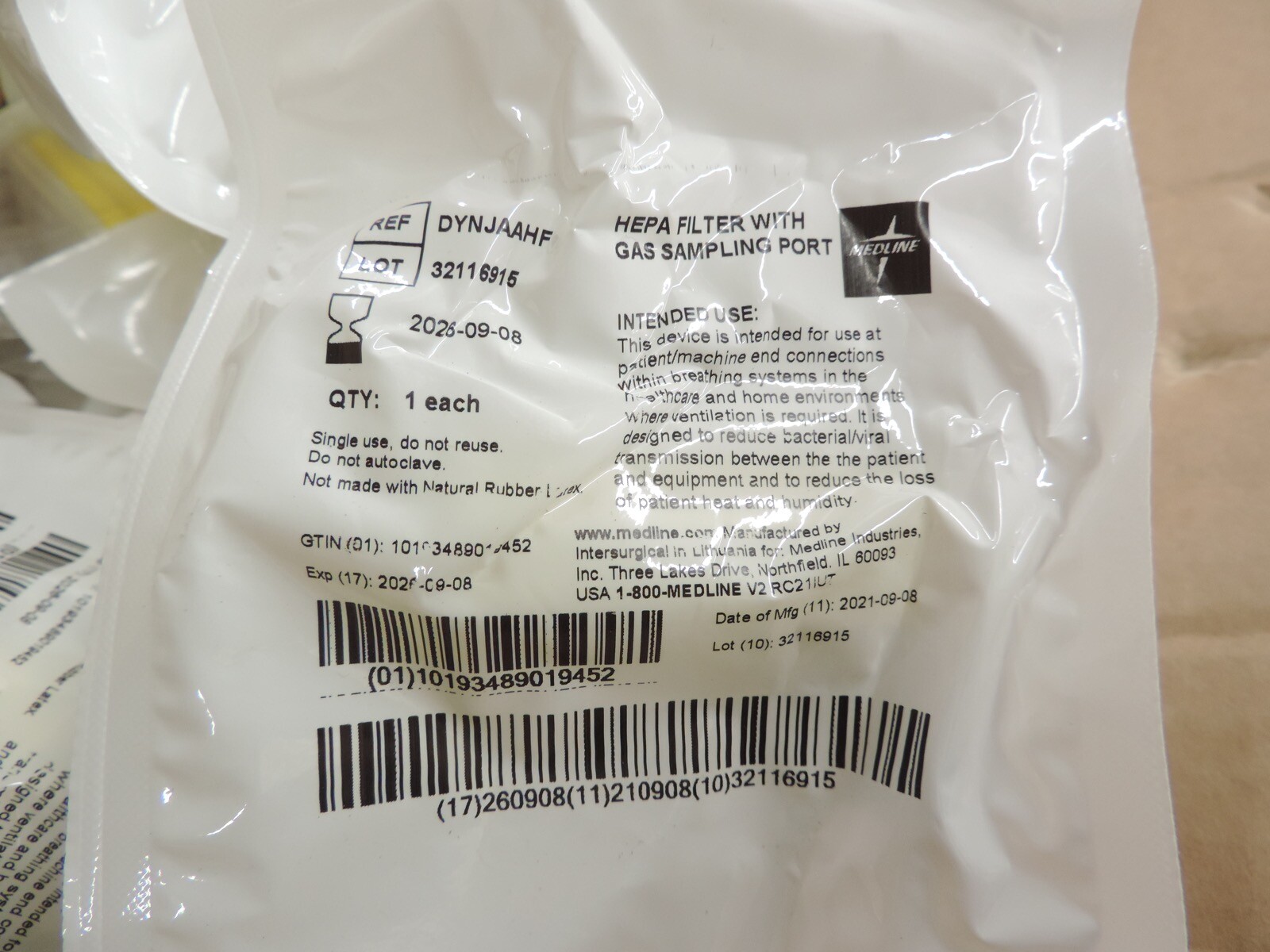 Medline DYNJAAHF HEPA FILTER with Gas Sampling Port – (2026/09) Box of 40