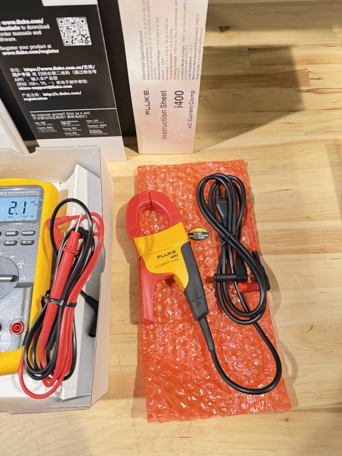 FLUKE 87V/IMSK INDUSTRIAL MULTIMETER SERVICE KIT W/ i400 AC CURRENT CLAMP