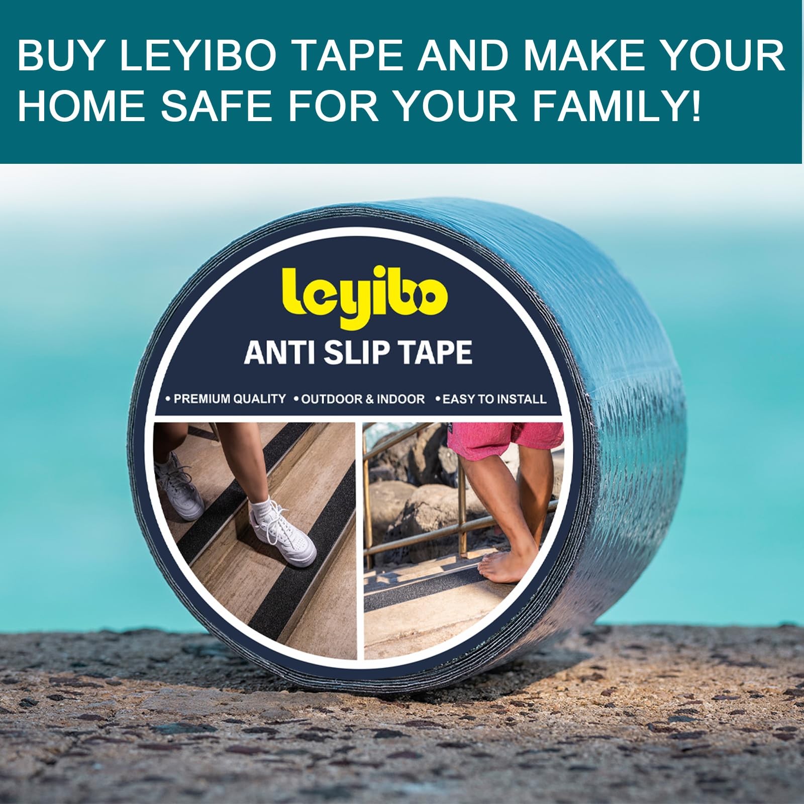 Anti Slip Tape, 4 Inch x 42 Ft Grip Tape for Stairs Outdoor/Indoor, Waterproof N
