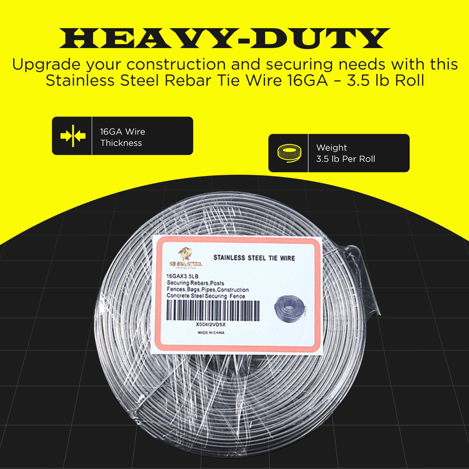 Stainless Steel Tie Wire, 16 Gauge , 3.5lb Rolls 1 – 100 Qty SIMBA STEEL