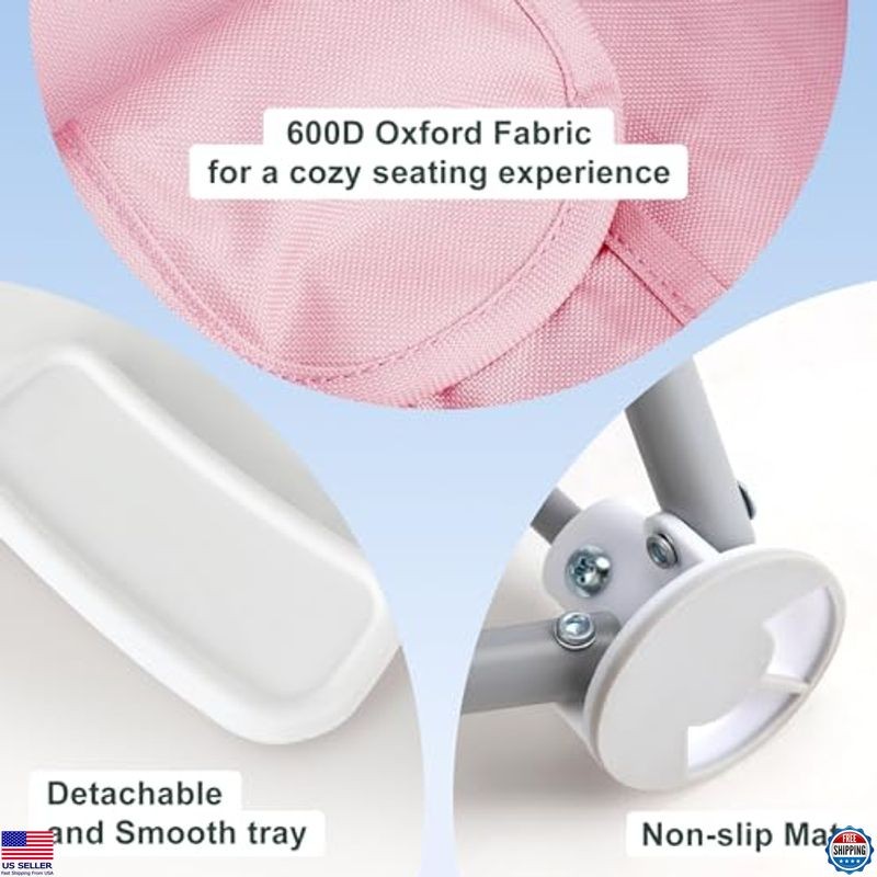 Tiny Marvels 3-in-1 Portable Baby Booster Seat with Tray, Foldable & Safety Belt