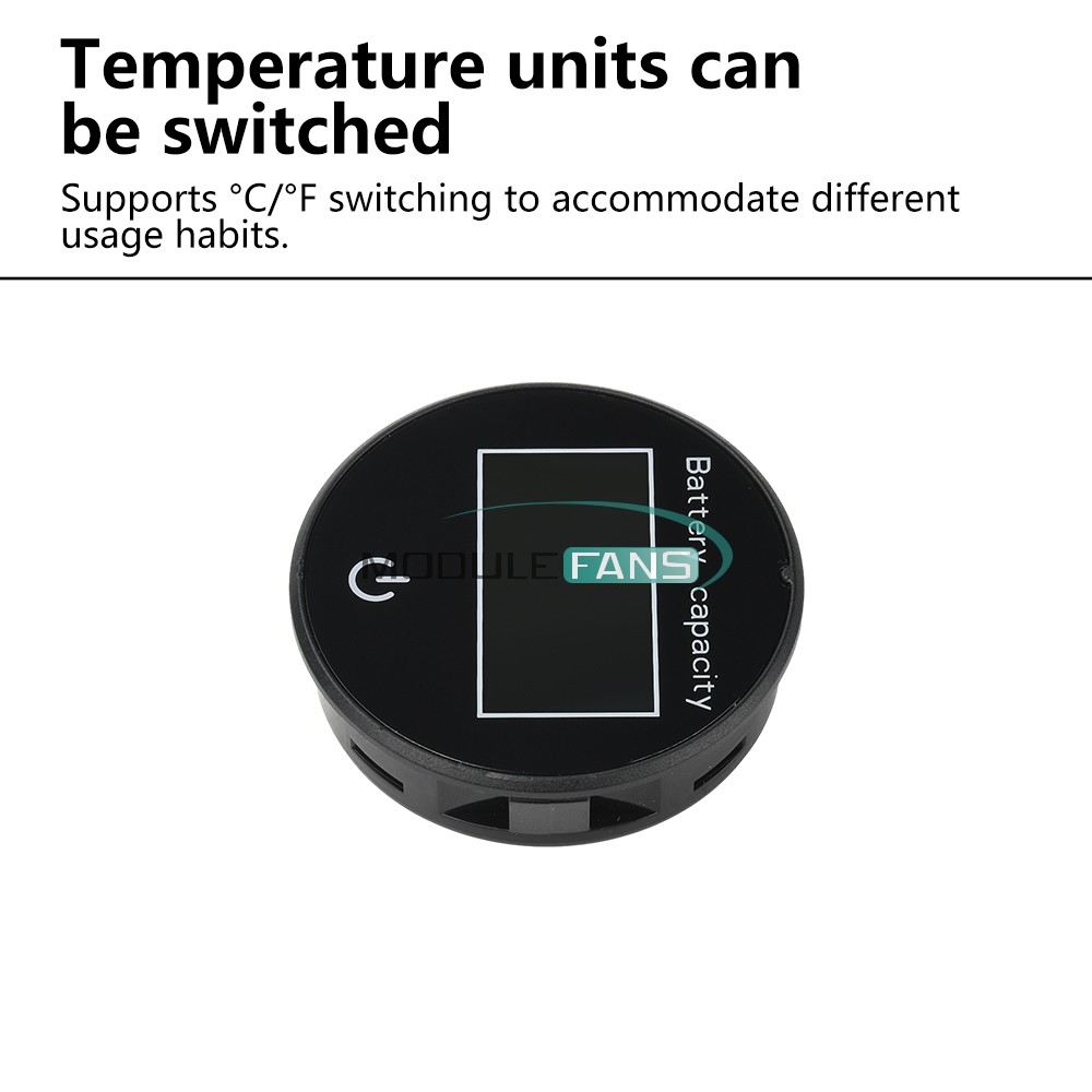 Digital Battery Level Indicator Voltage Power Percentage Temperature LCD Display