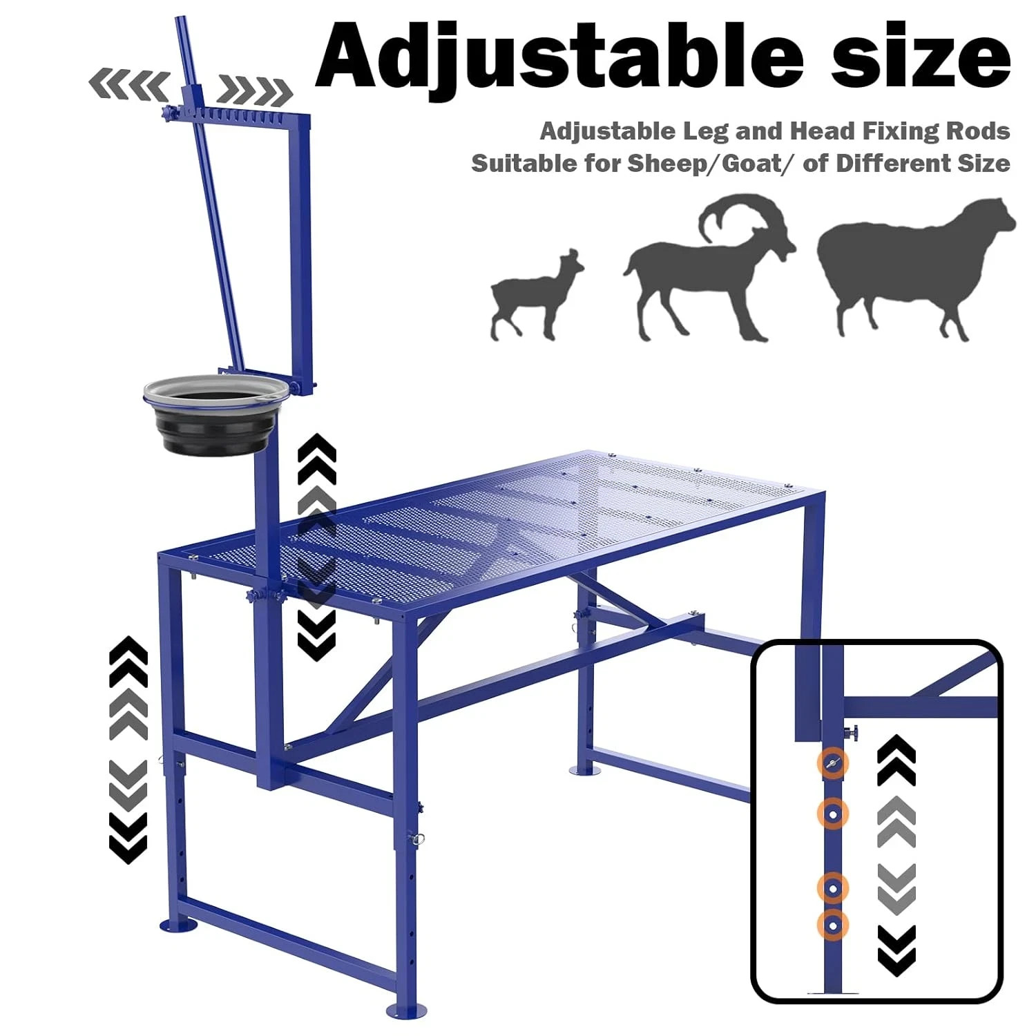 600 Lbs Goat Milking Stand with Feed Bin, Heavy Duty Goat Stand for Milking, Hoo